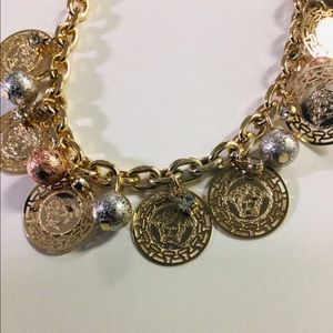 ITALIAN  14 K GOLD  PLATED  COIN CHARM BRACELET  3 COLORS
